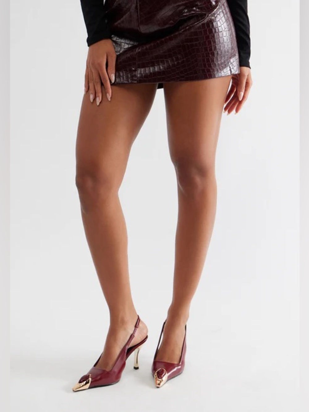 Burgundy Royal Jewel Slingback Pumps